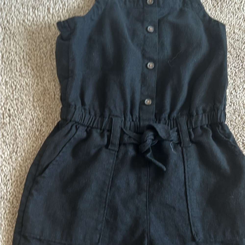 Kids Black Button-Up Romper